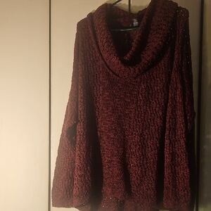 INC International Concepts Burgundy Cowl Neck Sweater